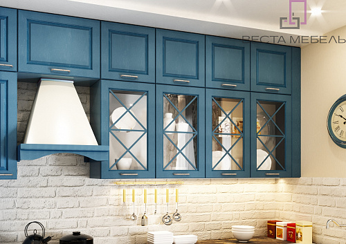 Синяя матовая кухня Медина